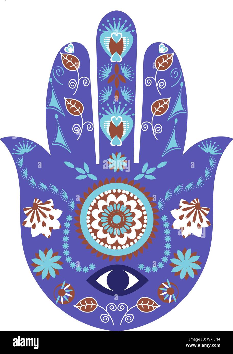 Hand of Fatima sign. Hamsa hand simbol, amulet, talisman in vector design Stock Vector