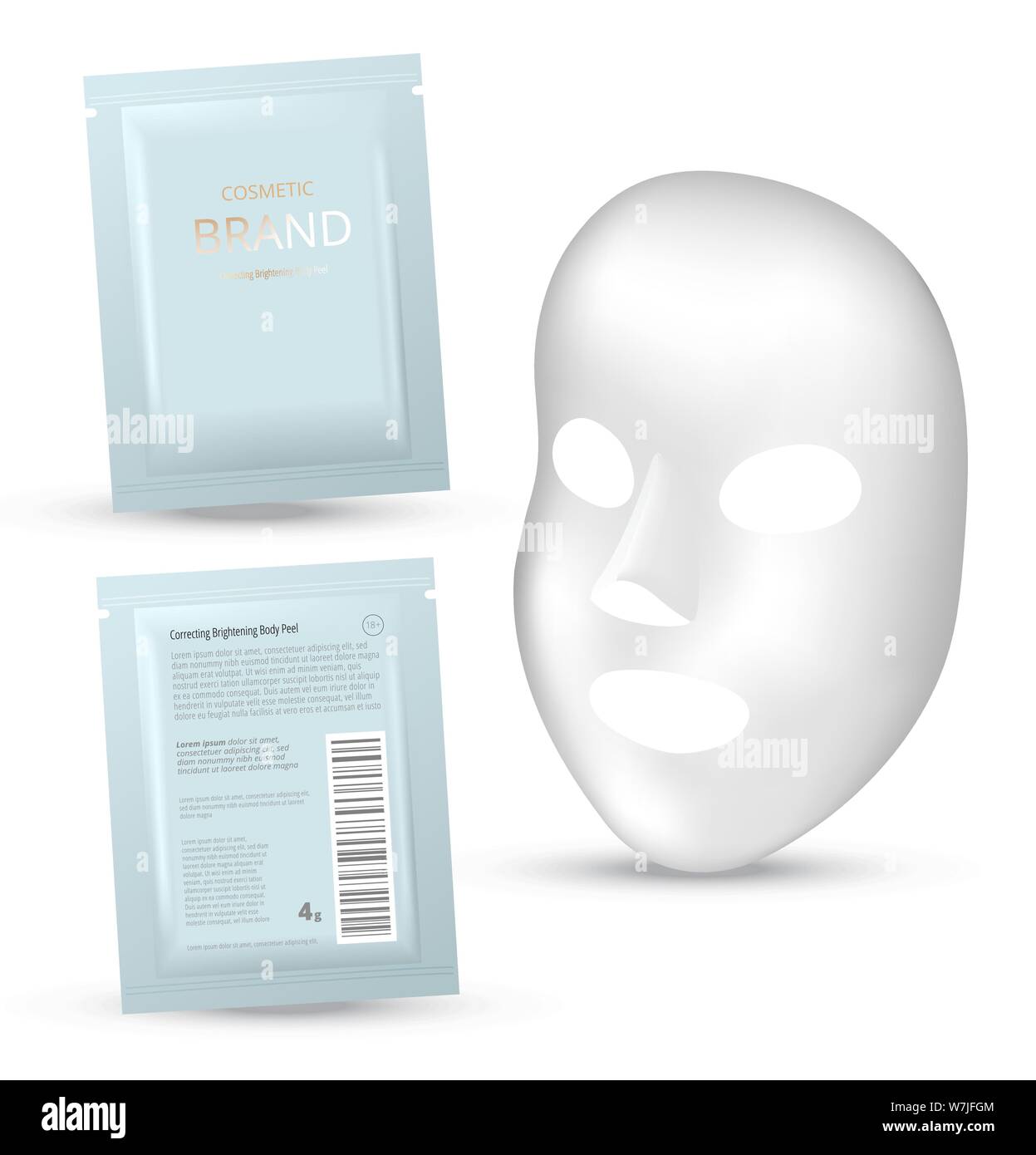 Facial Mask Cosmetics Packaging. Package design for face mask on white  background. Cosmetics sachet Stock Vector Image & Art - Alamy