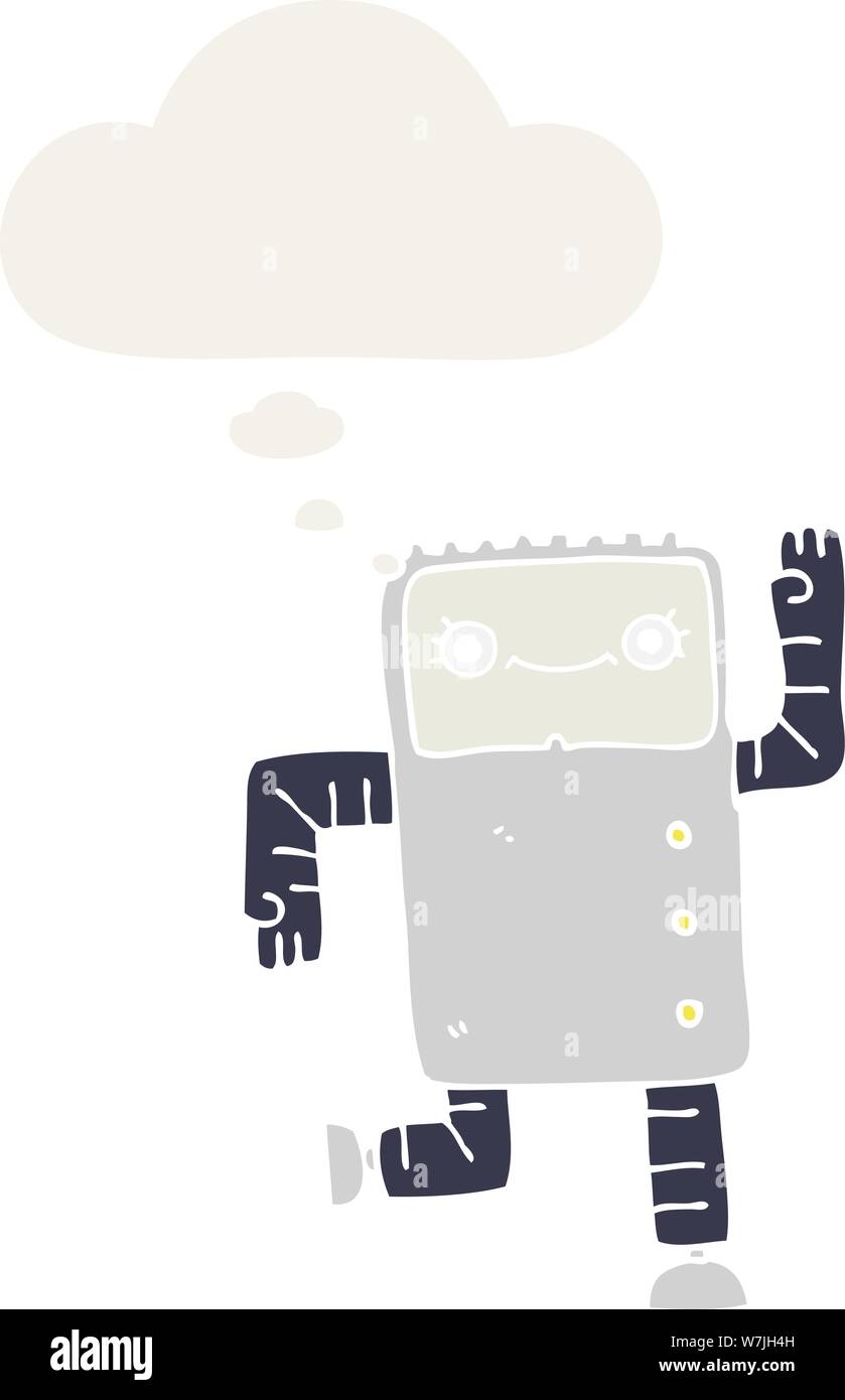 cartoon robot with thought bubble in retro style Stock Vector Image ...