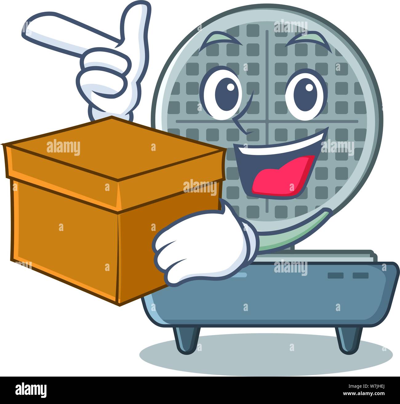 With box waffle iron isolated in the cartoon Stock Vector Image & Art