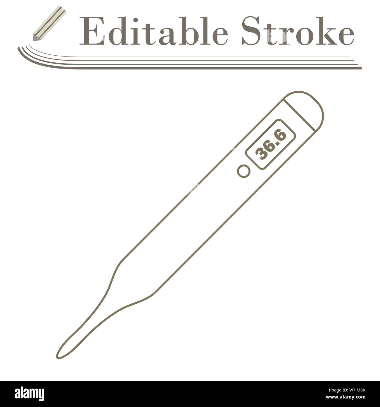 Medical Thermometer Icon. Editable Stroke Simple Design. Vector