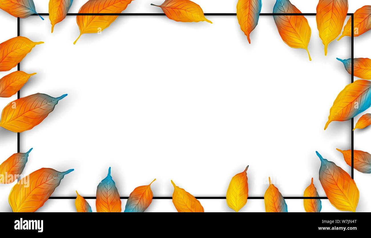 Colorful autumn leaves frame. Vector illustration Stock Vector