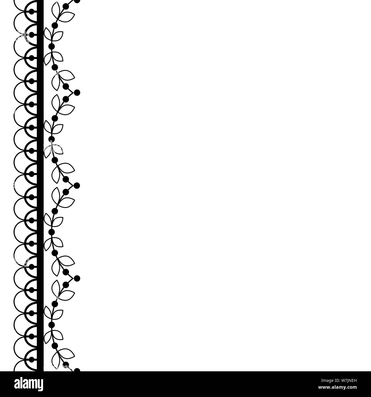 Retro lace pattern vector greeting card or wedding or birthday party invitation, ornamental repetitive design with flowers and swirls in black Stock Vector