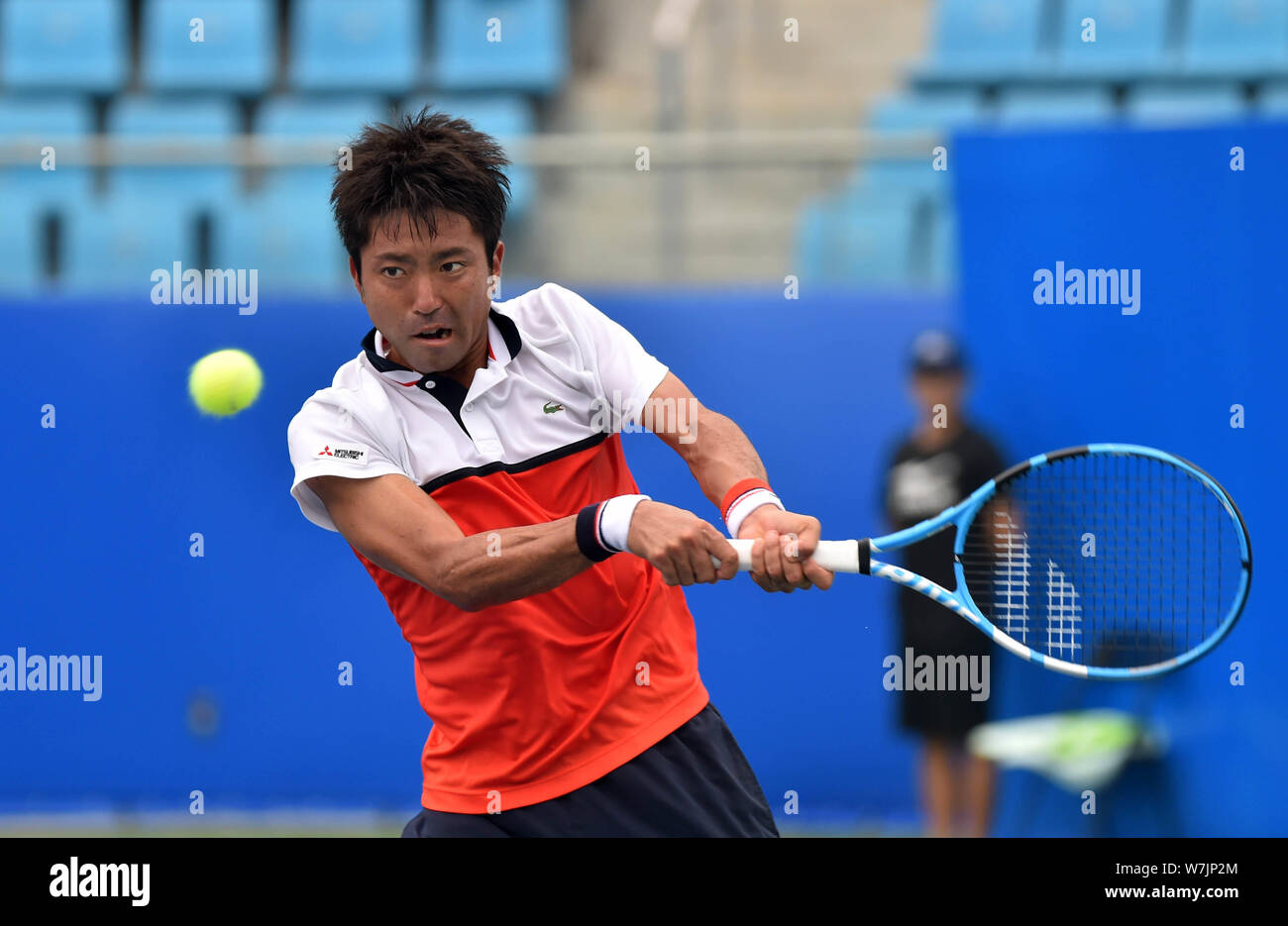 Takuto Niki of Japan returns a shot to Marcos Giron of America in their  qualifying match of the men's singles during the 2017 Chengdu Open tennis  tour Stock Photo - Alamy