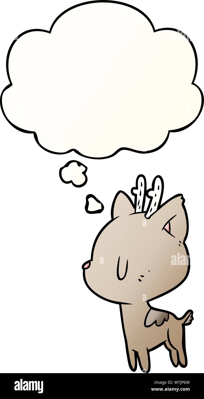 cartoon deer with thought bubble in smooth gradient style Stock Vector