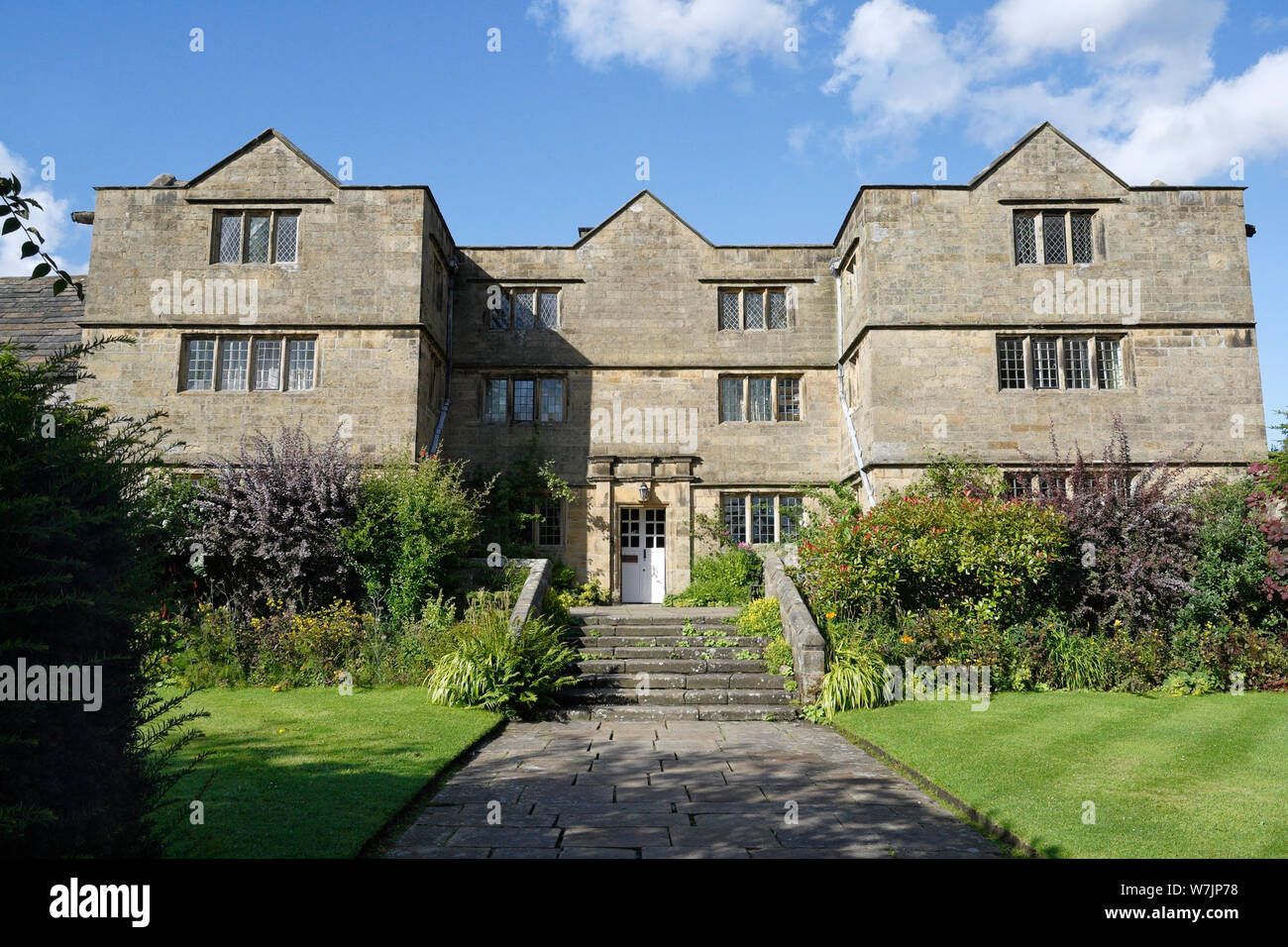 Eyam Hall in Derbyshire England UK, Historic English manor house. Grade II* listed building in the Peak District National Park, Jacobean period Stock Photo