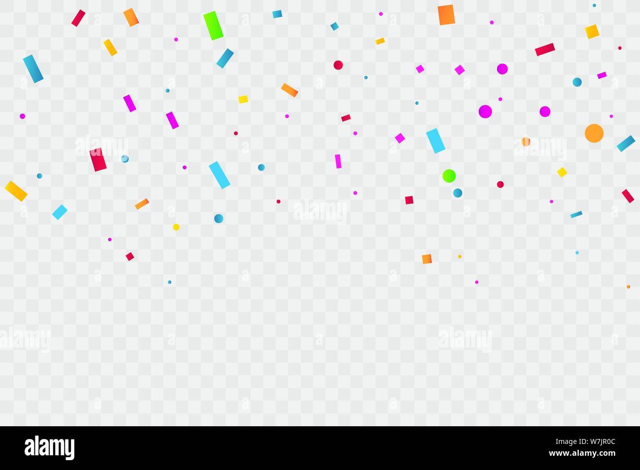 Colorful Confetti On Transparent Background. Celebration Party. Vector