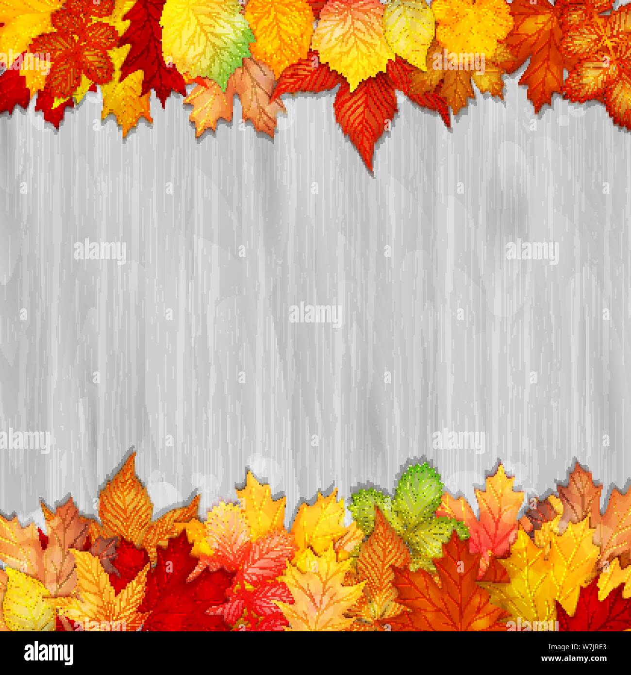Colorful leaves on wooden background vector Stock Vector Image & Art ...
