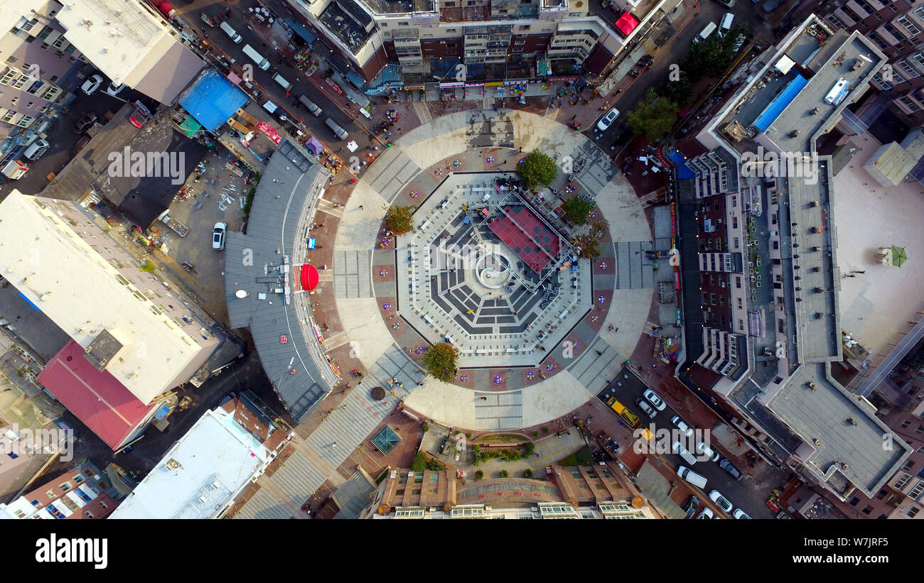 Aerial view of the world's largest bagua diagram covering more than 6,000 square meters in Shenyang city, northeast China's Liaoning province, 25 Sept Stock Photo