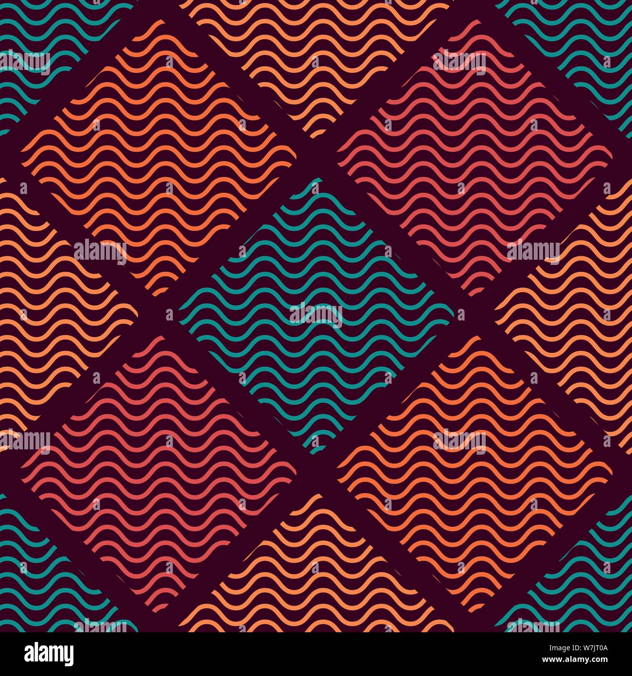 seamless vector abstract pattern with diamond shapes and wavy texture Stock Vector