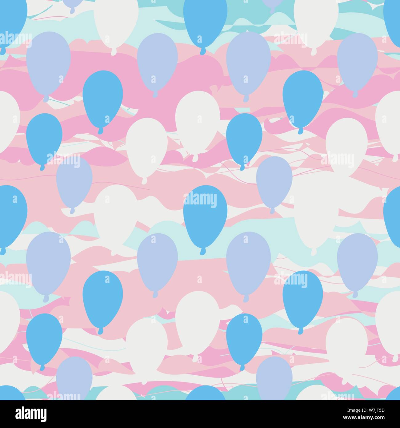 seamless vector pattern with baloons on pink sky Stock Vector
