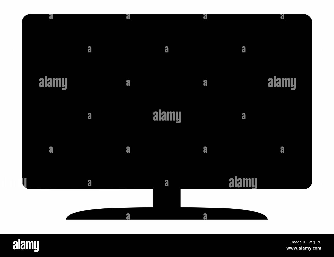 Monitor dark silhouette isolated on white background Stock Vector
