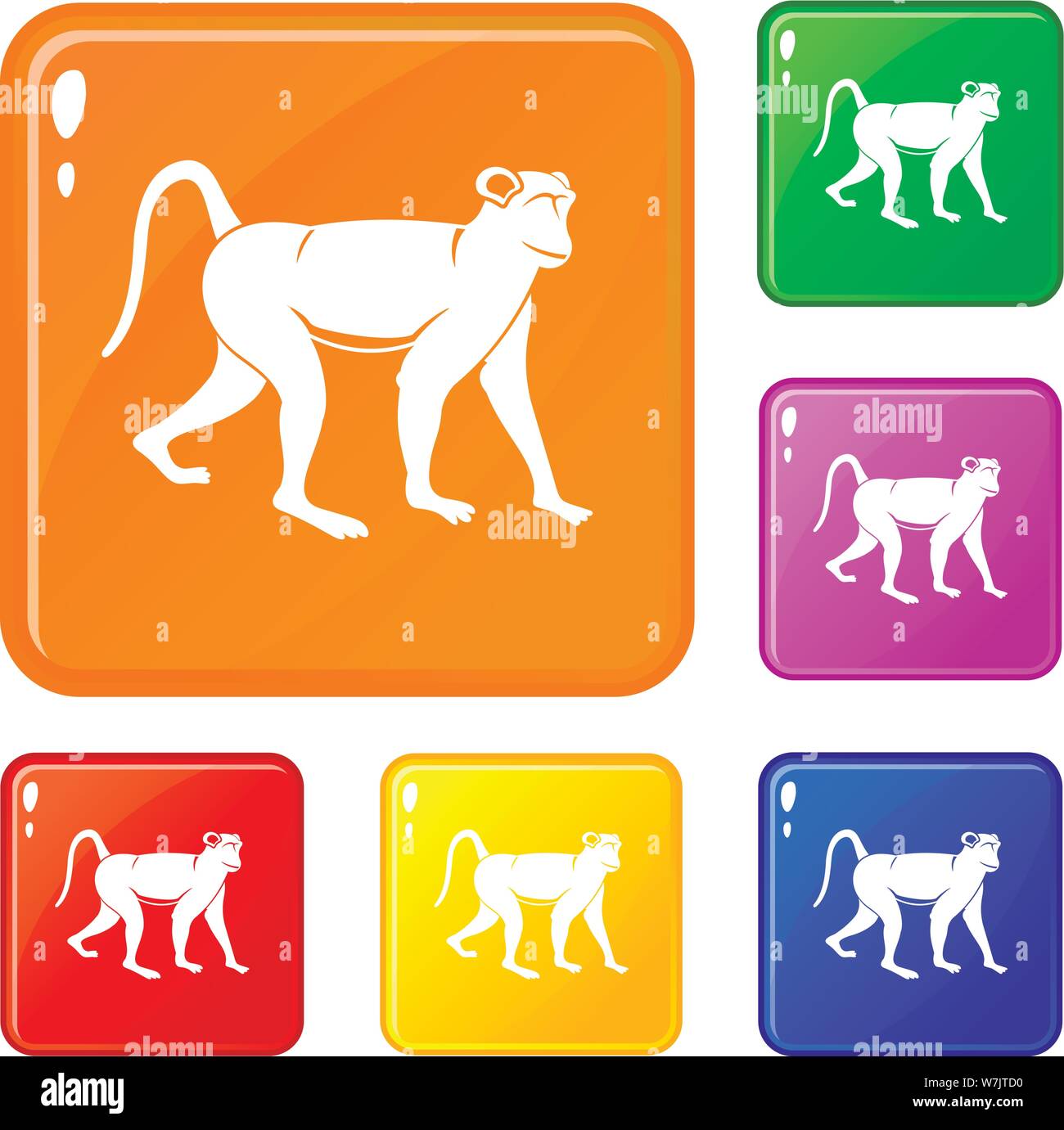 Hairy monkey set color hi-res stock photography and images - Alamy