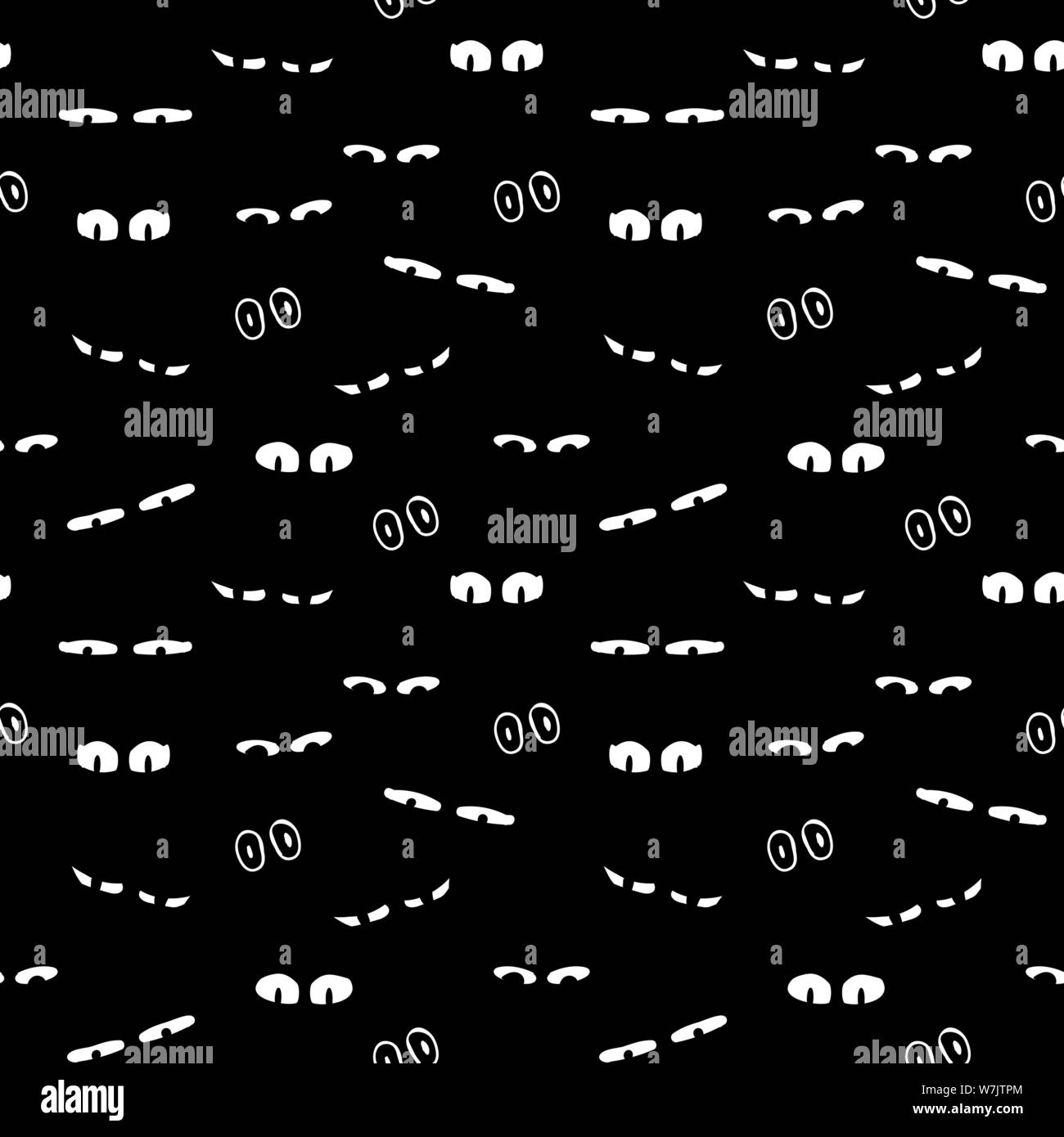 seamless vector halloween background pattern with spooky lurking eyes Stock Vector
