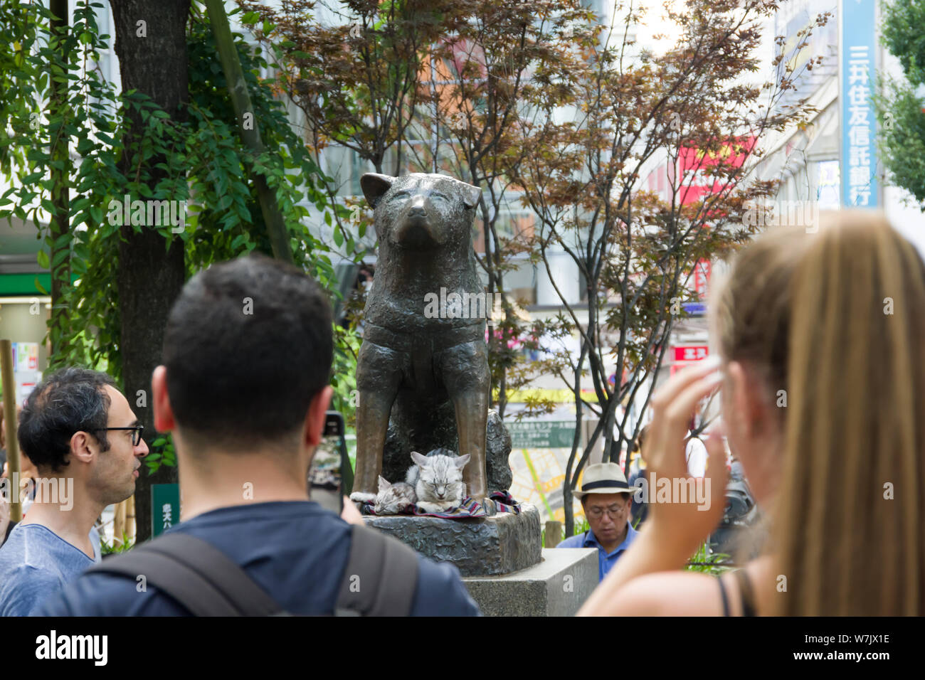 Shibuya, Japan, 07/24/2019 , The famous Statue of Hachiko, emembered for his remarkable loyalty