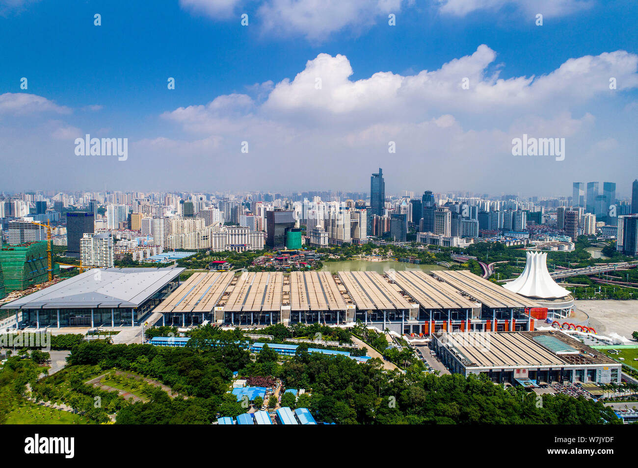 Aerial view of an exhibition hall under construction in Nanning city, south China's Guangxi Zhuang Autonomous Region, 20 August 2017.   The 14th China Stock Photo