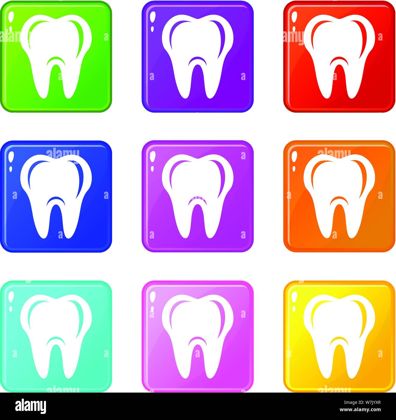 Hygiene of tooth icons set 9 color collection Stock Vector Image & Art ...