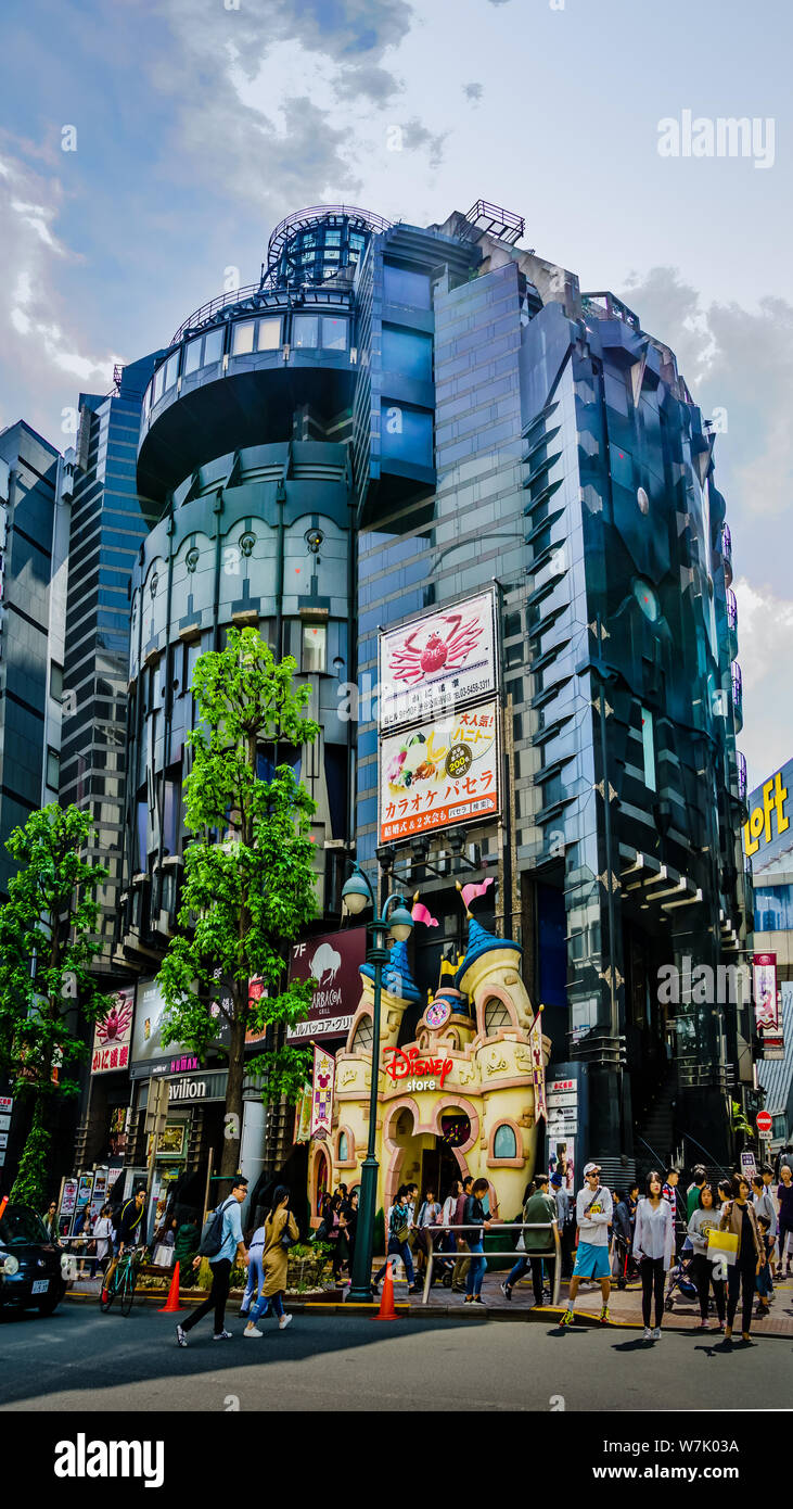 Tokyo, Japan - May 12, 2019: Disney Store in Shibuya. Shibuya Tokyo is a famed youth and nightlife center. Stock Photo
