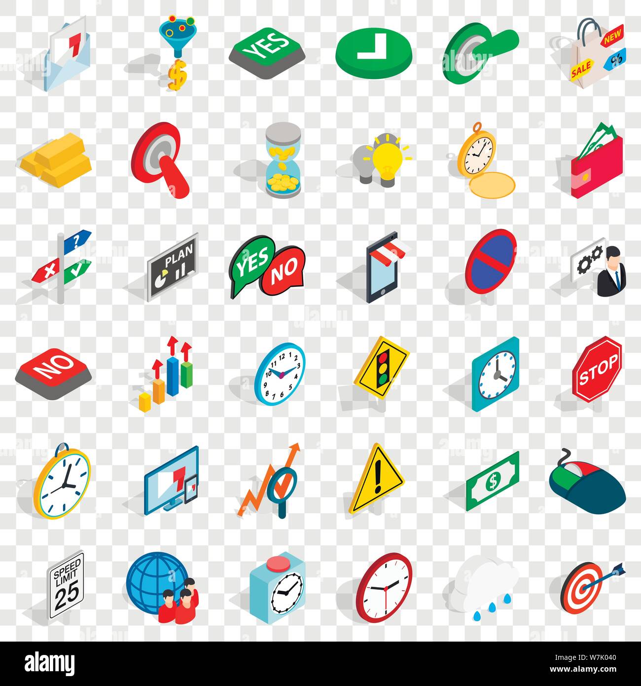 Speedometer icons set, isometric style Stock Vector