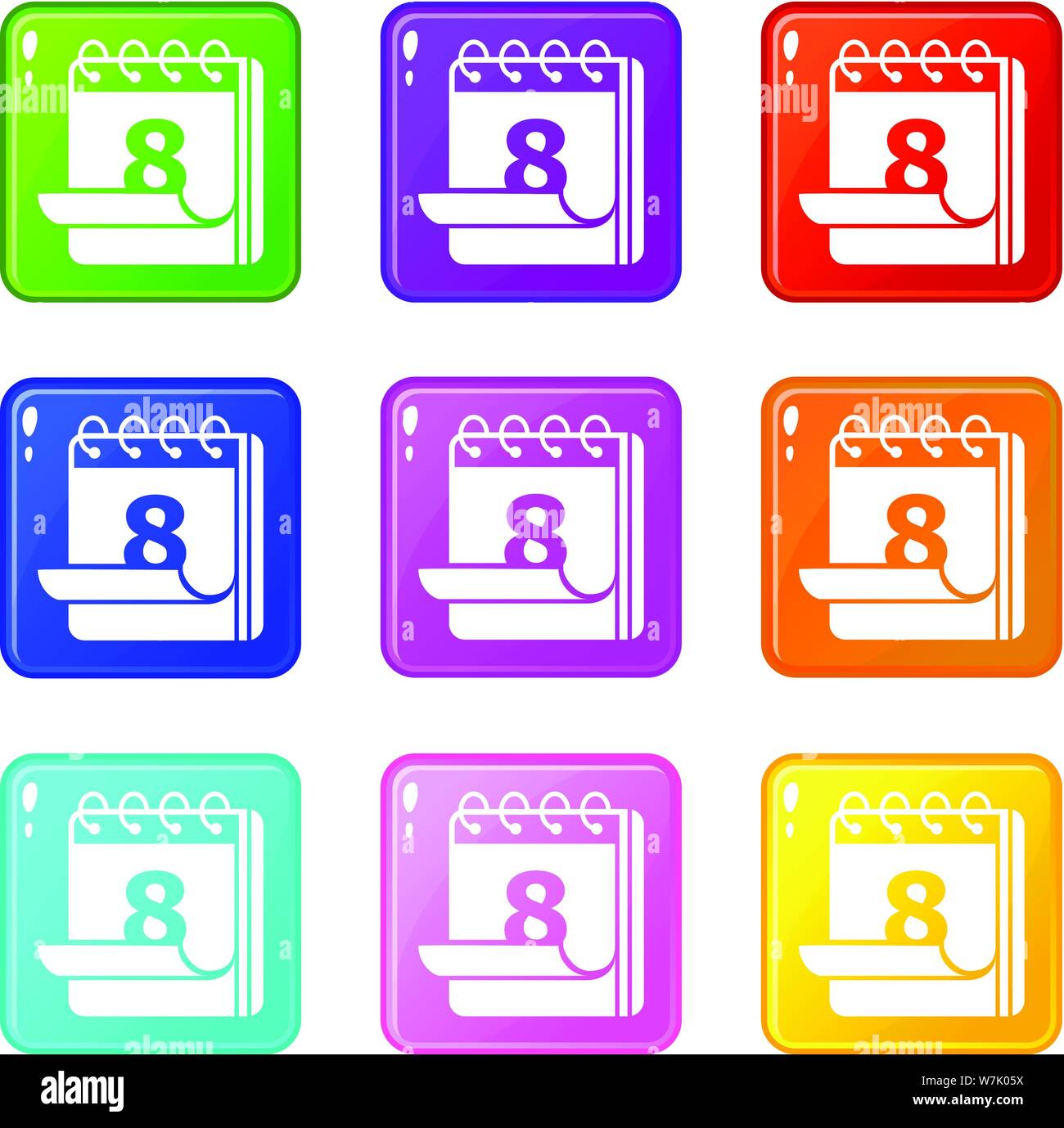 Calendar icons set 9 color collection Stock Vector Image & Art - Alamy