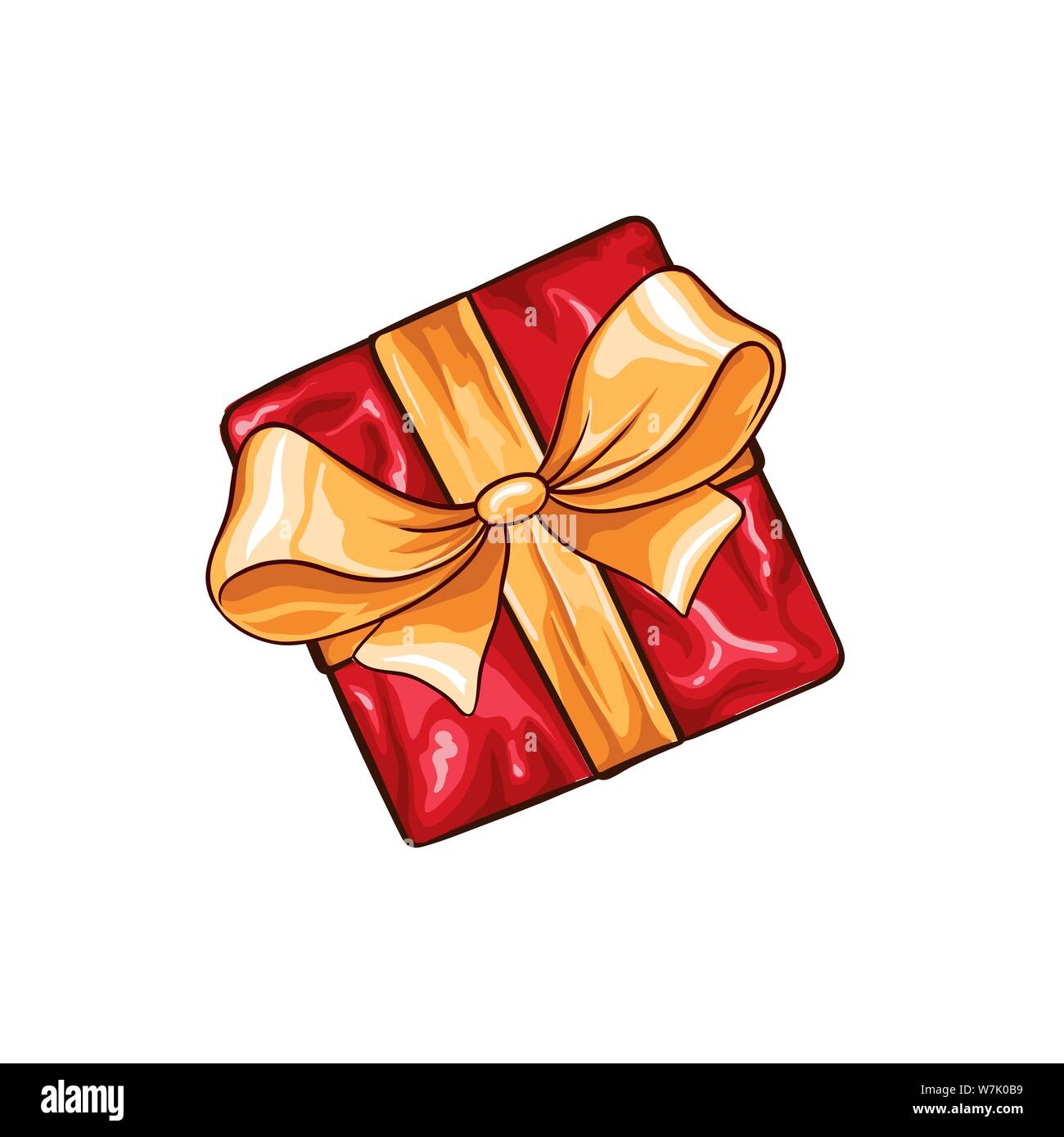 Premium Vector  Christmas gift box with bow and mistletoe linear hand  drawing