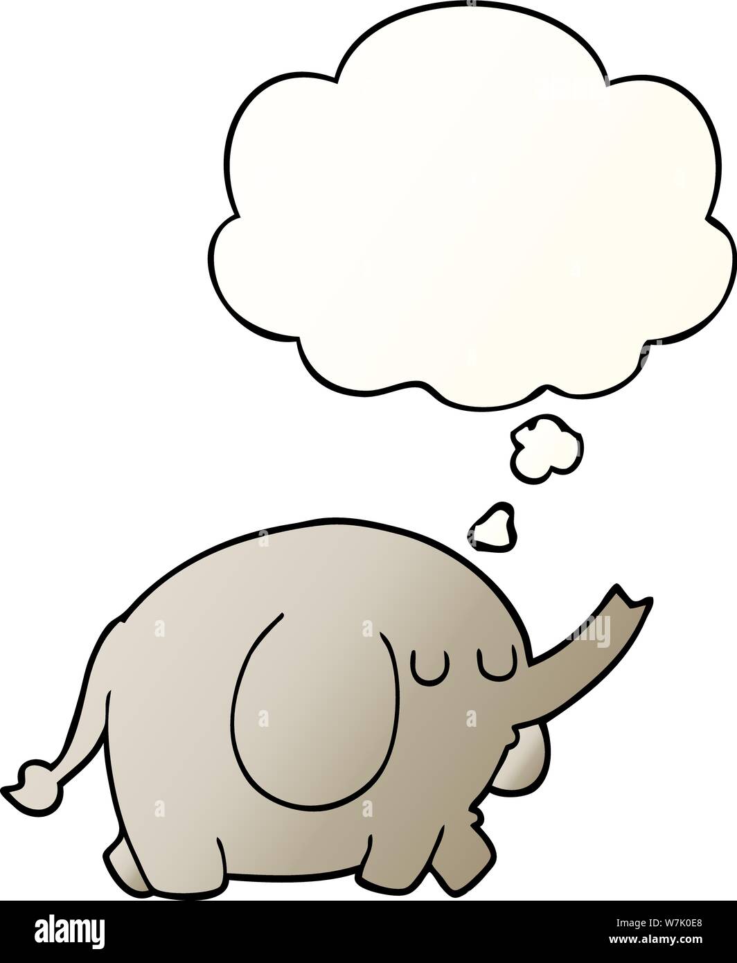 cartoon elephant with thought bubble in smooth gradient style Stock Vector