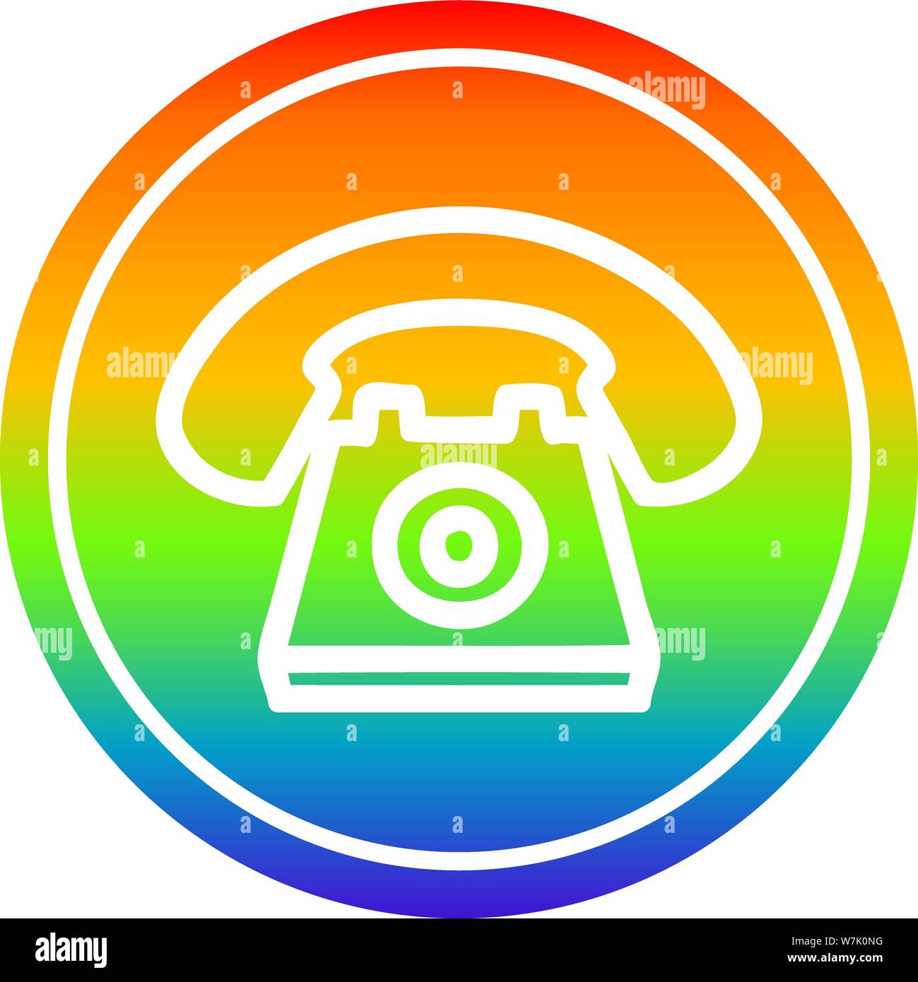 old telephone circular icon with rainbow gradient finish Stock Vector