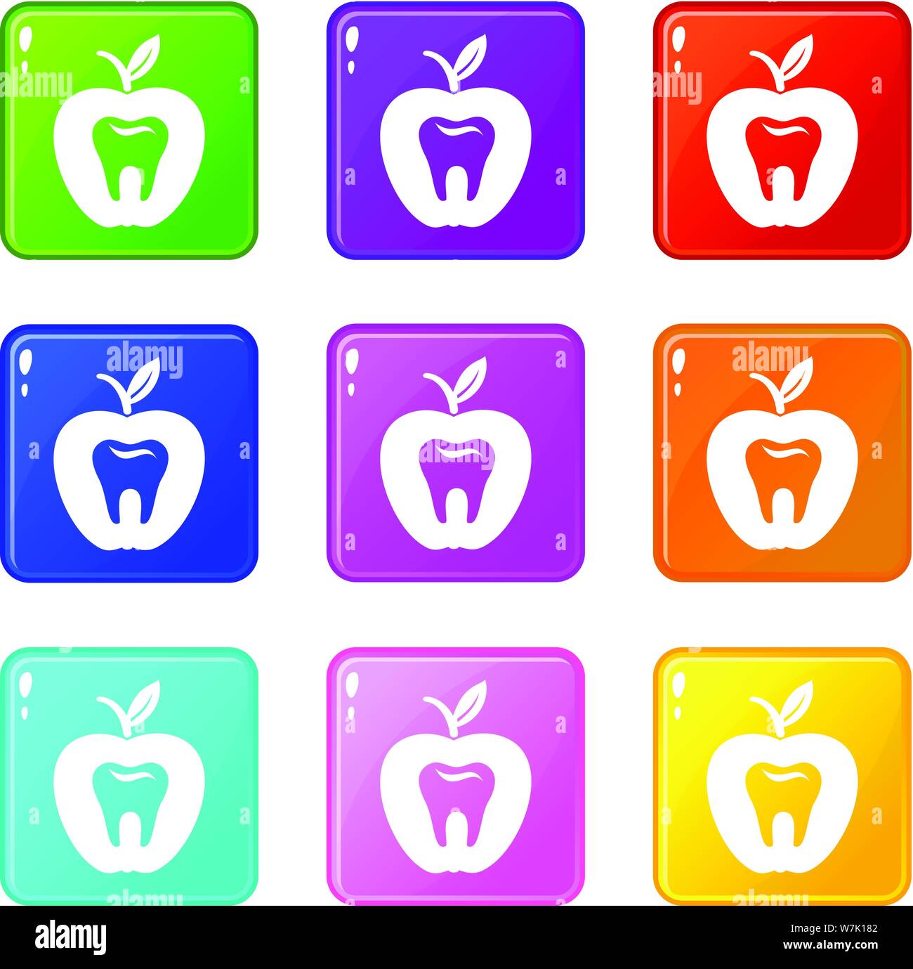 Hard tooth icons set 9 color collection Stock Vector Image & Art - Alamy