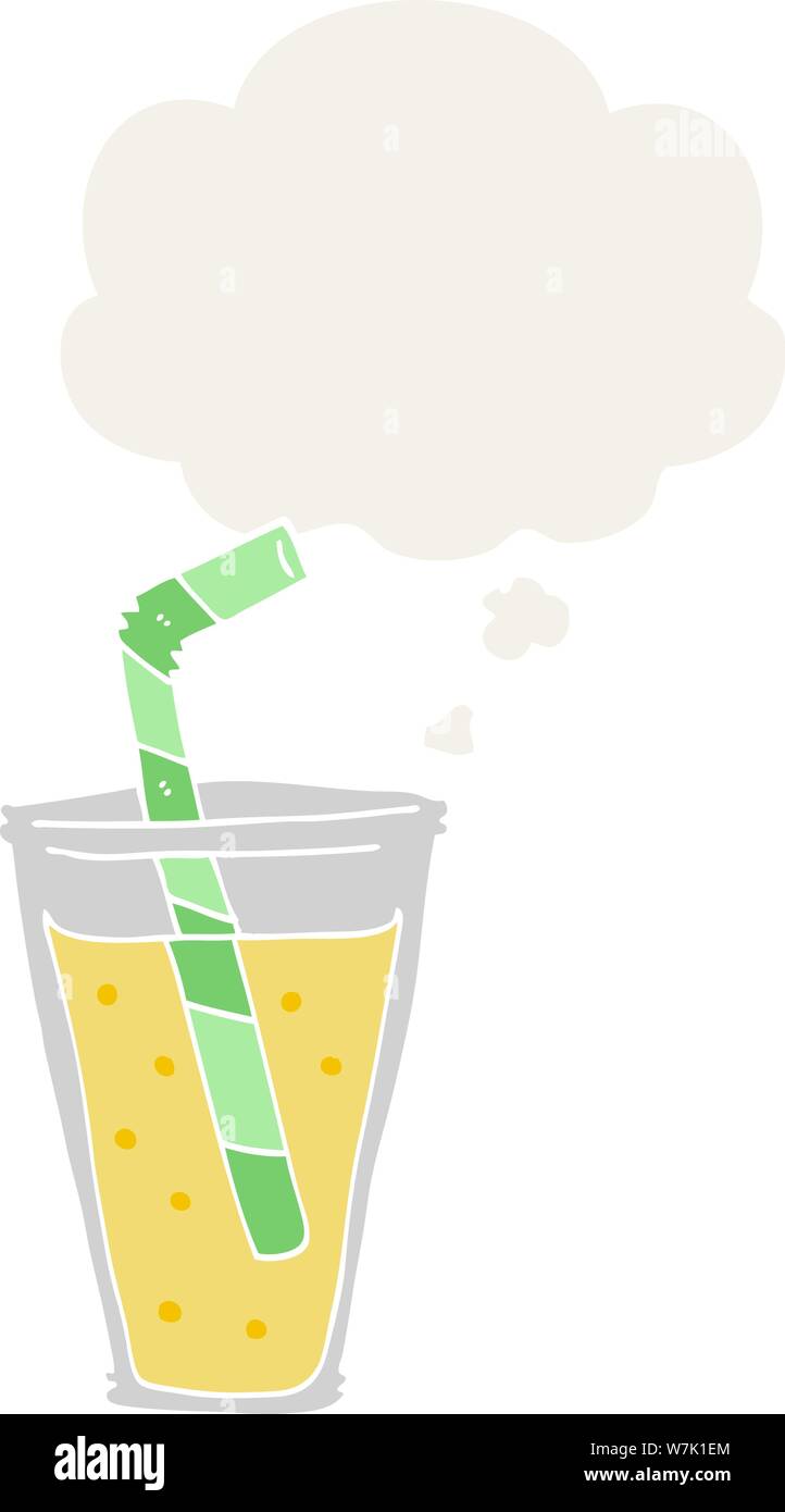 cartoon fizzy drink with thought bubble in retro style Stock Vector
