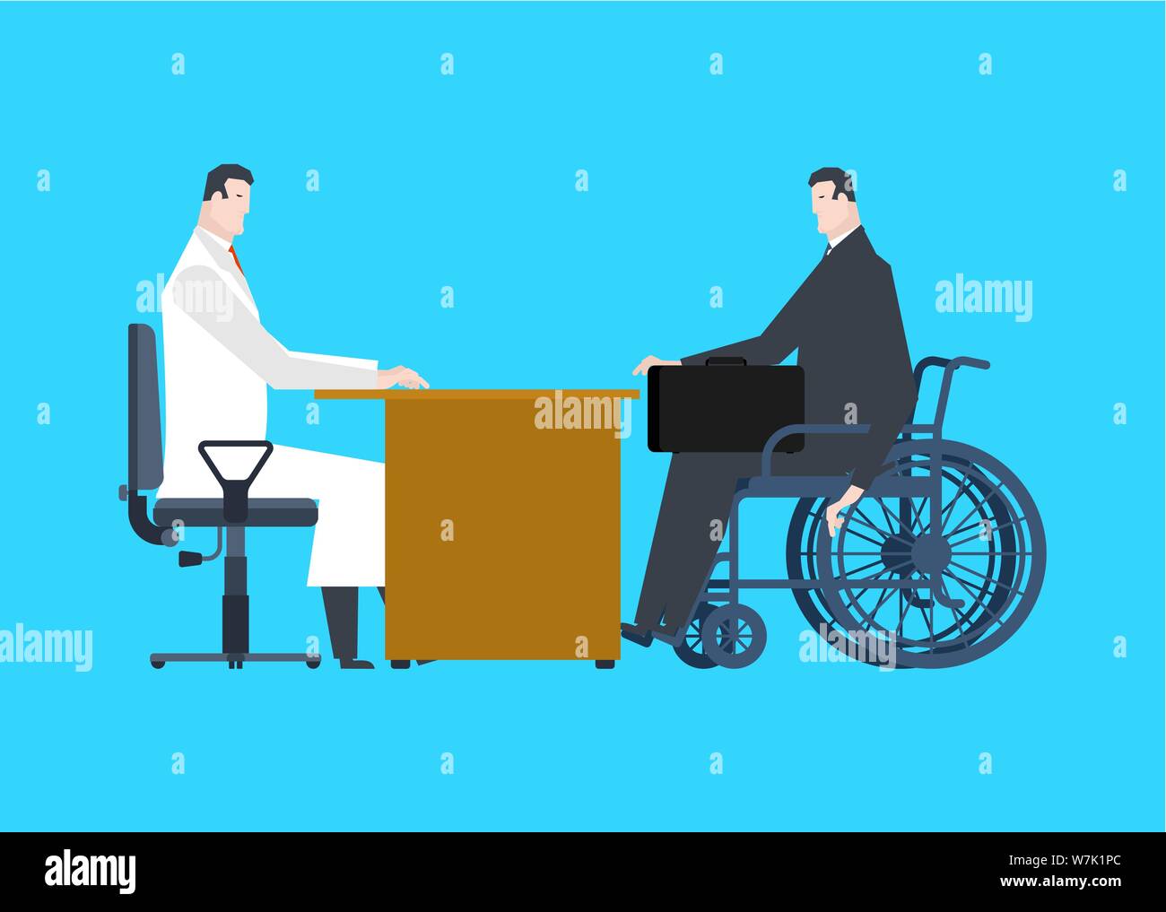 Doctor and disabled person. medical man visit and handicapped Stock
