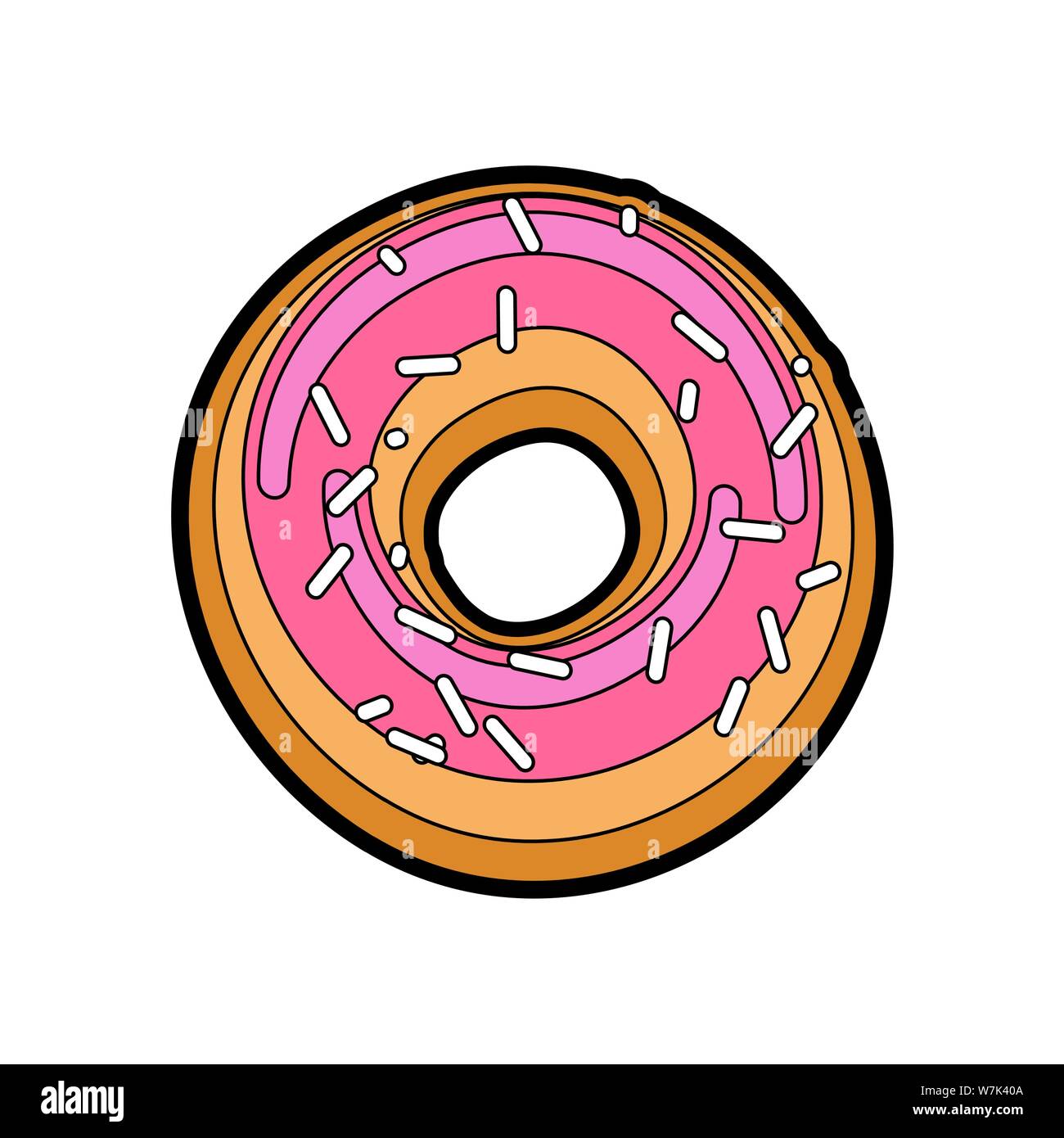 Pink donut isolated. Strawberry doughnut. vector illustration Stock
