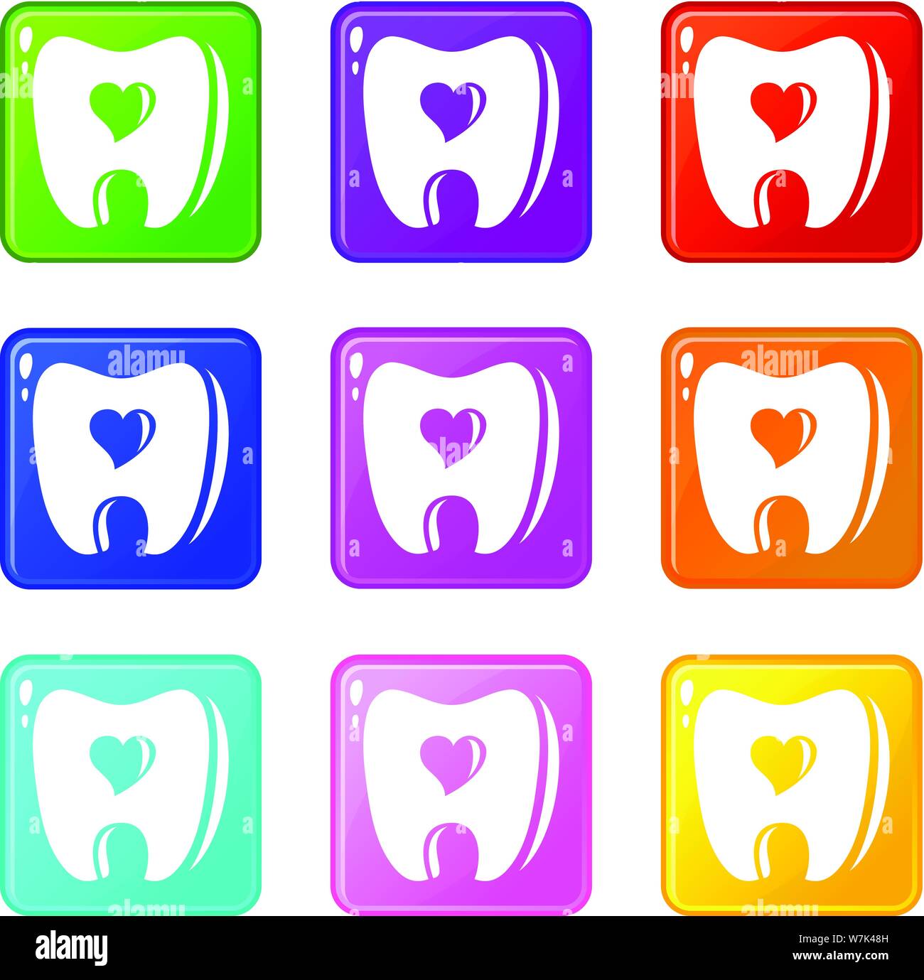 Healthy tooth icons set 9 color collection Stock Vector Image & Art - Alamy