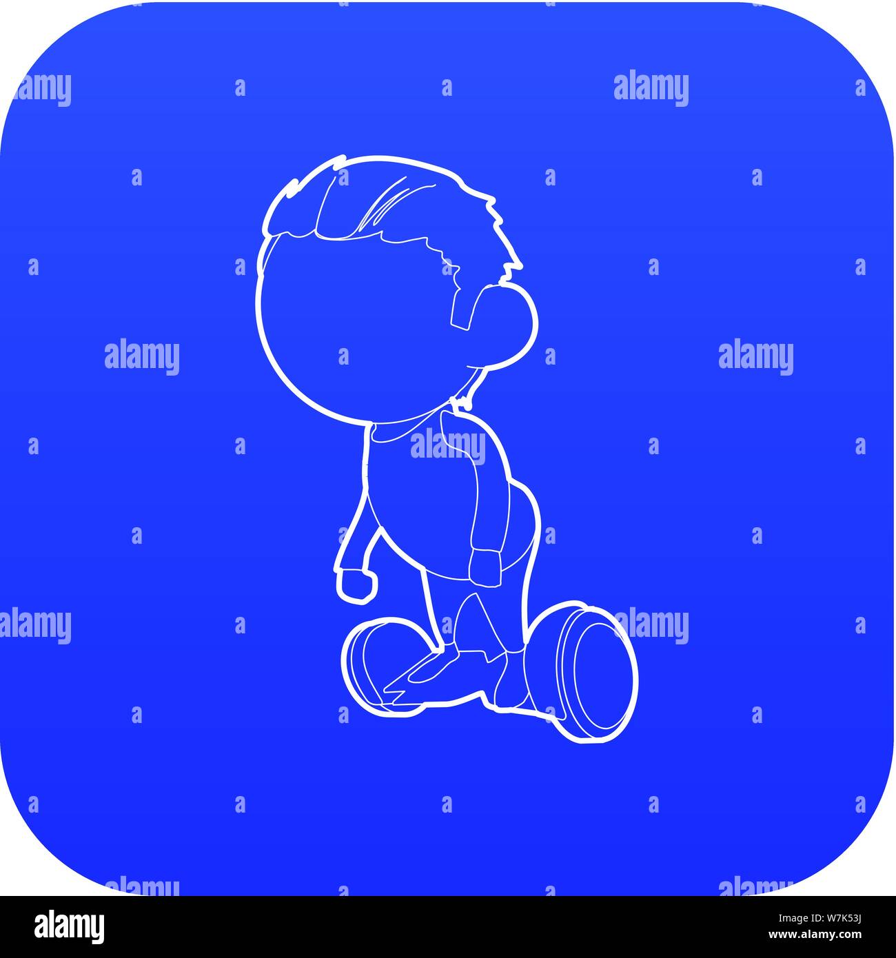 Boy on segway icon blue vector Stock Vector
