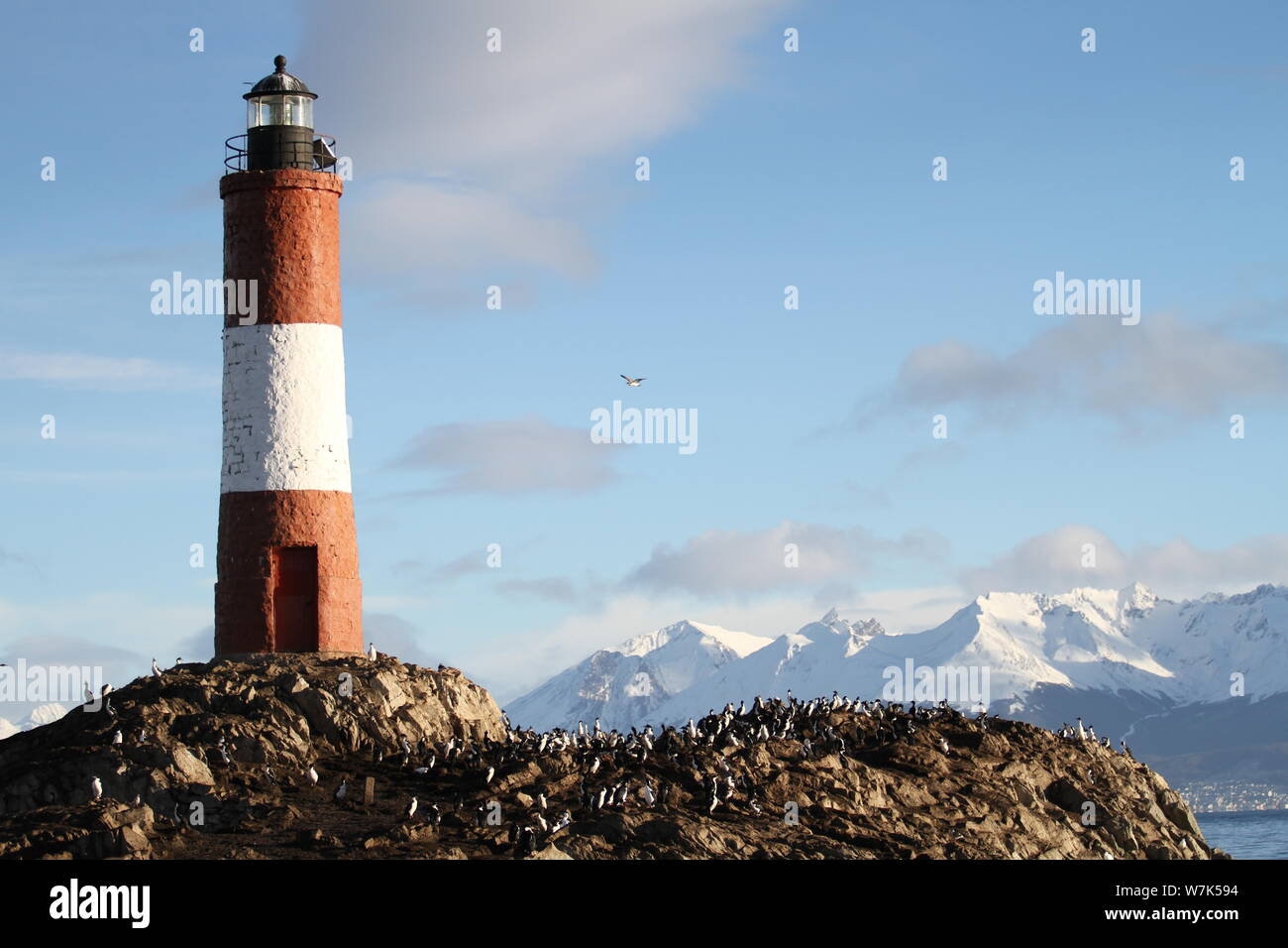 Les éclaireurs lighthouse, Ushuaia, Tierra del fuego, Argentina. July 2019 Stock Photo