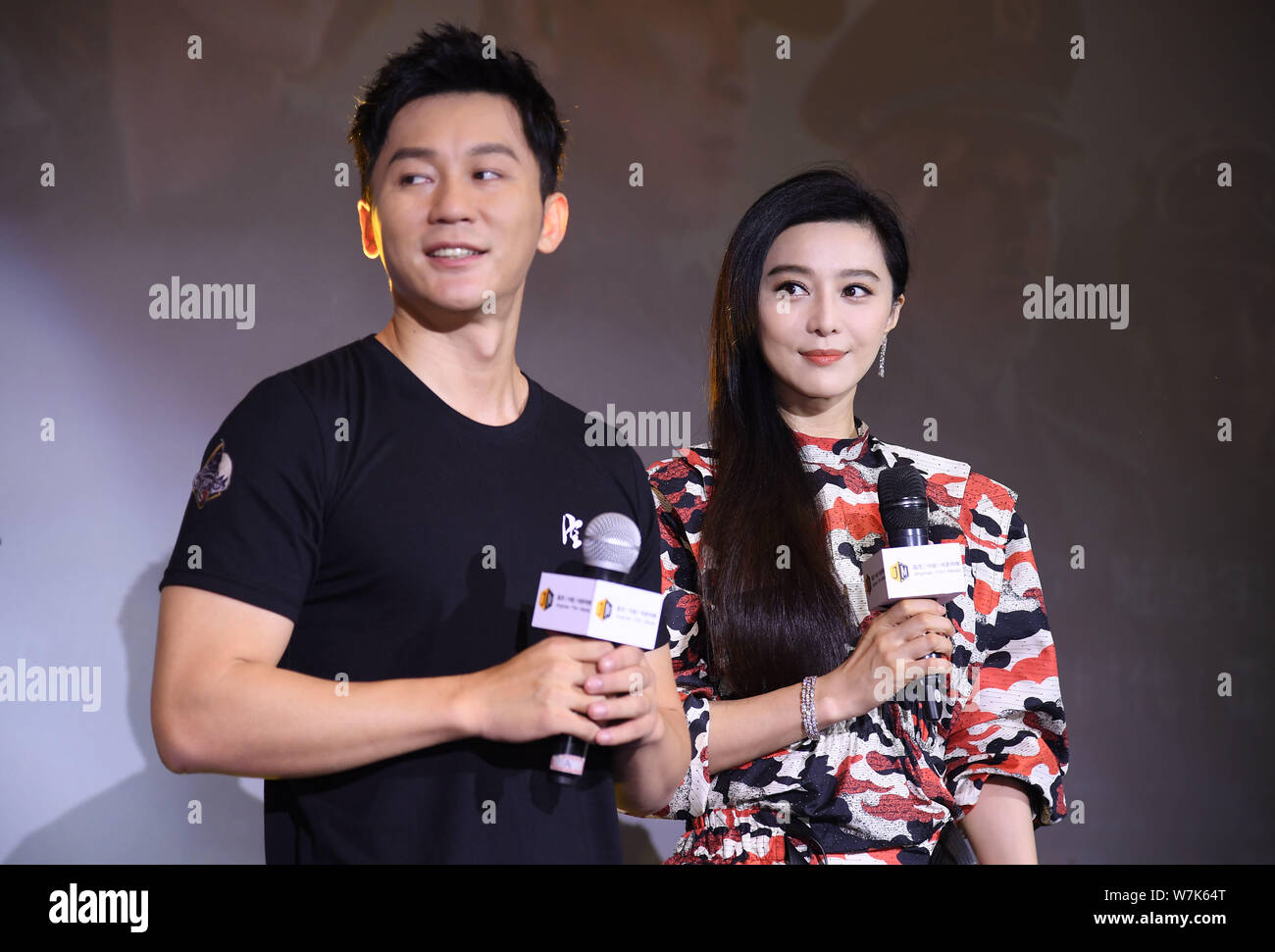 Chinese Actress Fan Bingbing Right Her Actor And Director Boyfriend Li Chen Attend A Press Conference For Their New Movie Sky Hunter In Shanghai Stock Photo Alamy