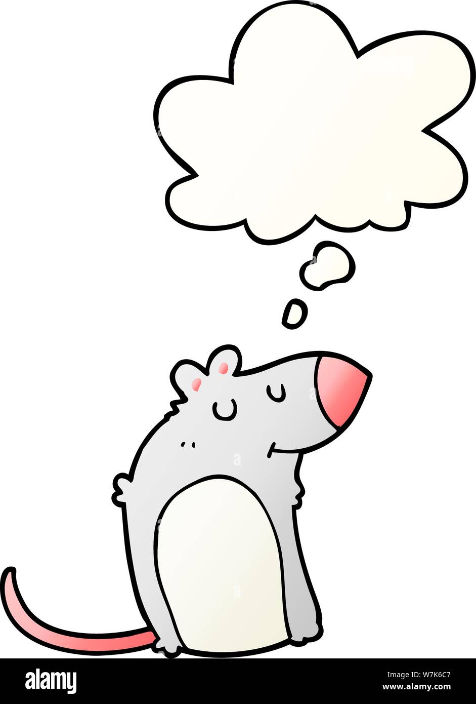 cartoon fat rat with thought bubble in smooth gradient style Stock Vector