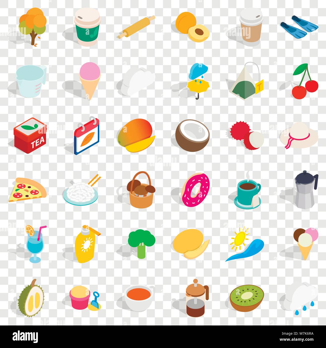 Plastic cup icons set, isometric style Stock Vector