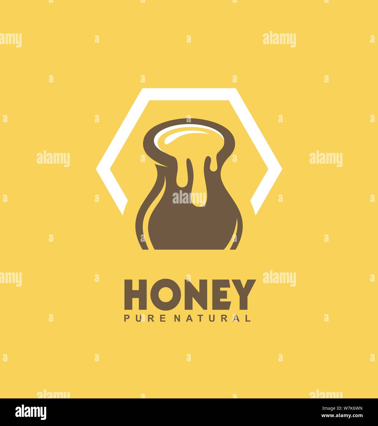 Pure natural honey vector logo design idea. Honey jar. Symbol icon