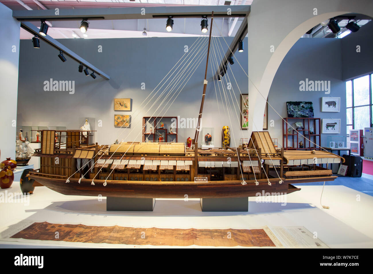 View of a passenger ship model of Song Dynasty (960-1127) displayed ...