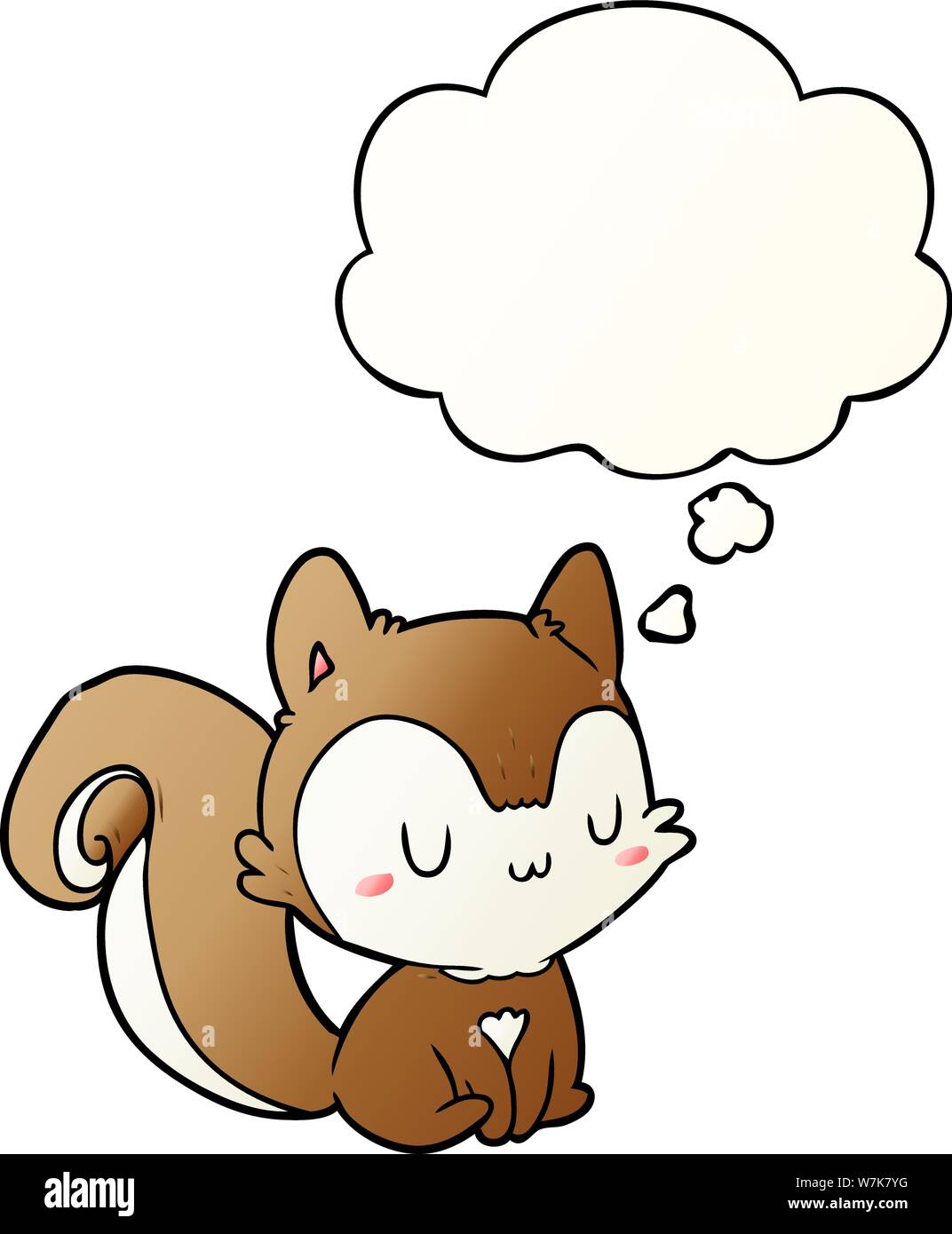 cartoon squirrel with thought bubble in smooth gradient style Stock Vector