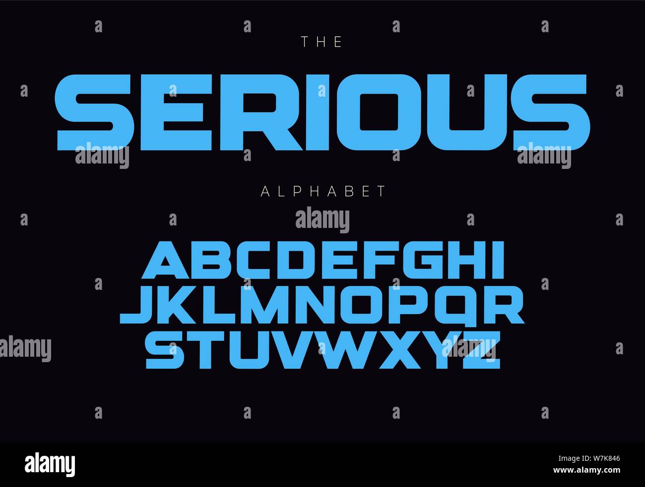 Serious bold alphabet concept for headline, logo, monogram, promo. Geometric uppercase letters. Modern typography design. Stock Vector
