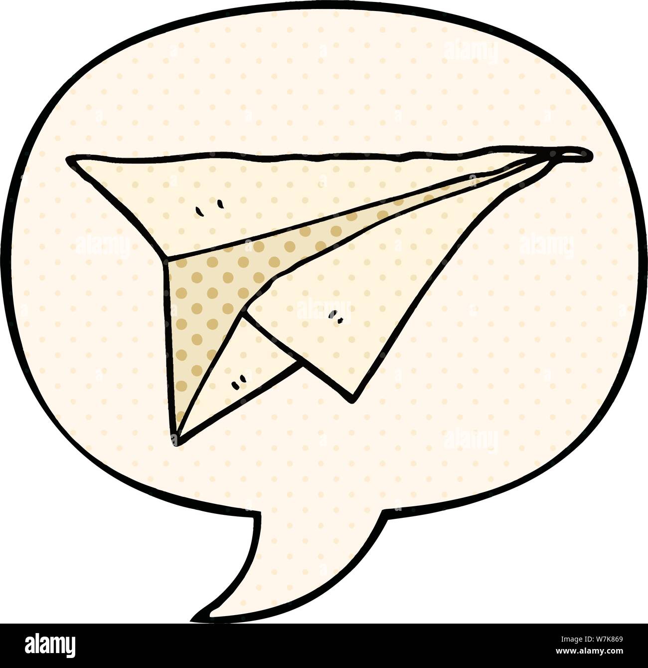 Cartoon Paper Airplane With Speech Bubble In Comic Book Style Stock cartoon-paper-airplane-with-speech-bubble-in-comic-book-style-stock