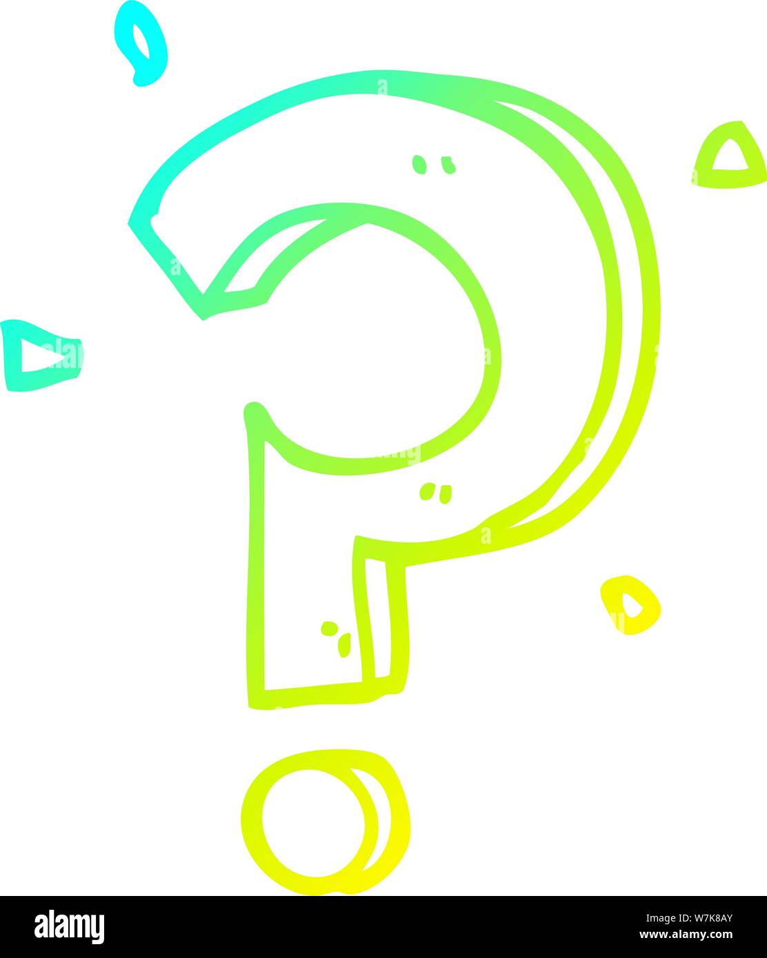 cold gradient line drawing of a cartoon question mark Stock Vector ...