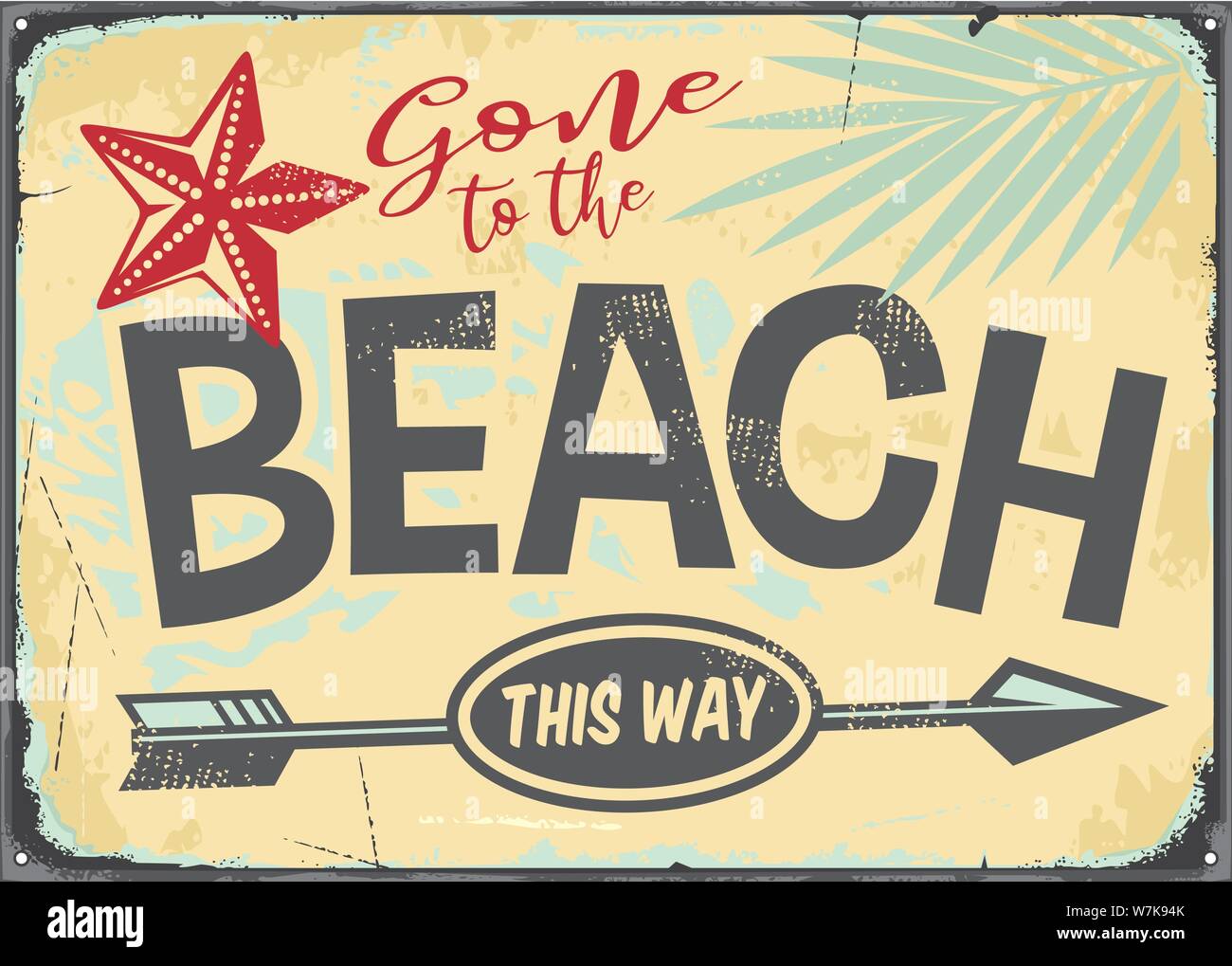 Gone to the beach retro vector sign illustration Stock Vector Image