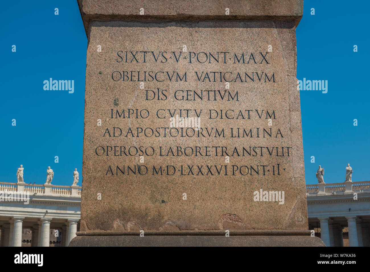 Detail of the base of the Vatican Obelisk Stock Photo