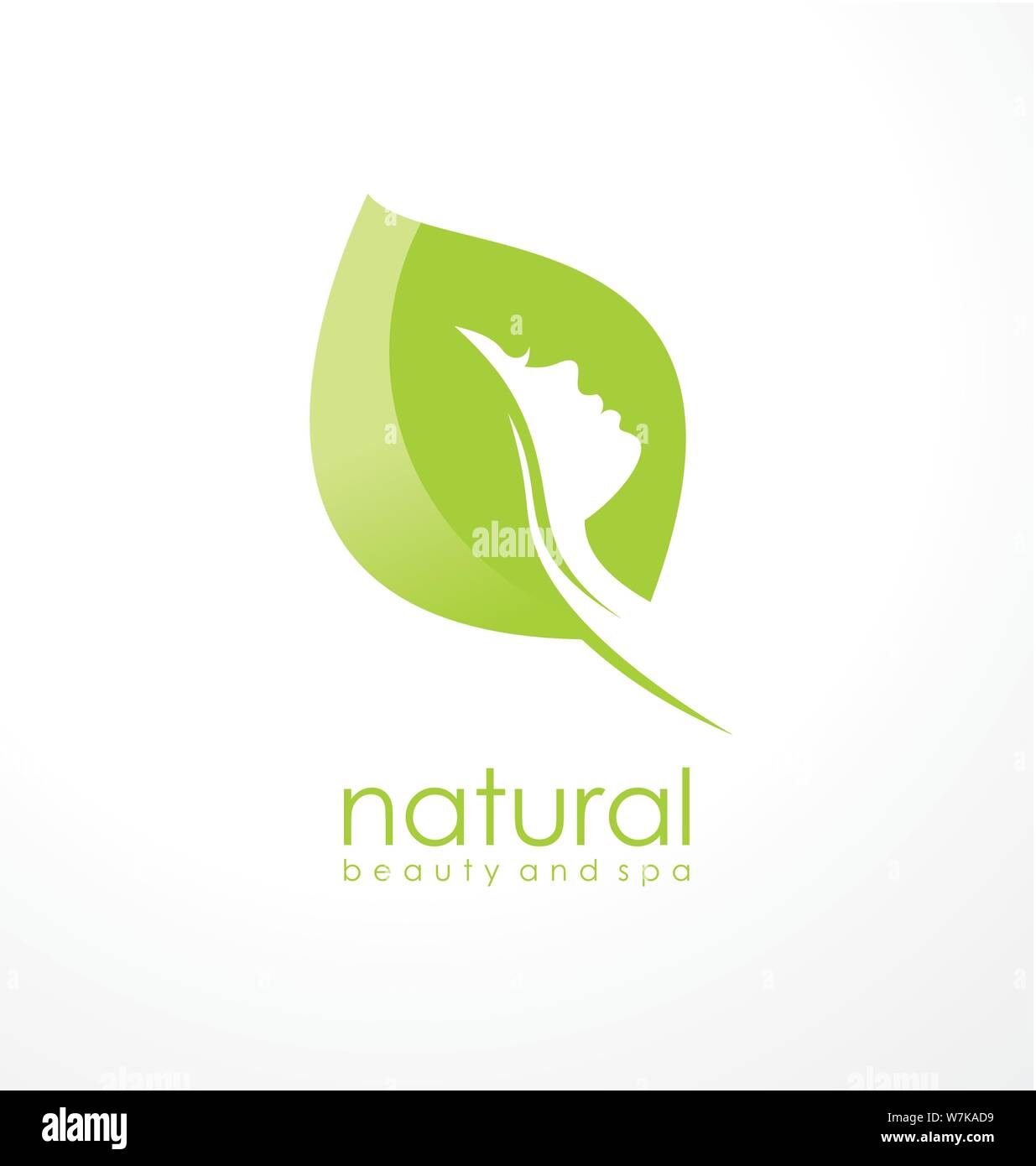 Natural Beauty Logo Design Idea With Green Leaf Shape And Girl Silhouette In Negative Space Beauty Spa And Fashion Symbol Vector Icon Stock Vector Image Art Alamy