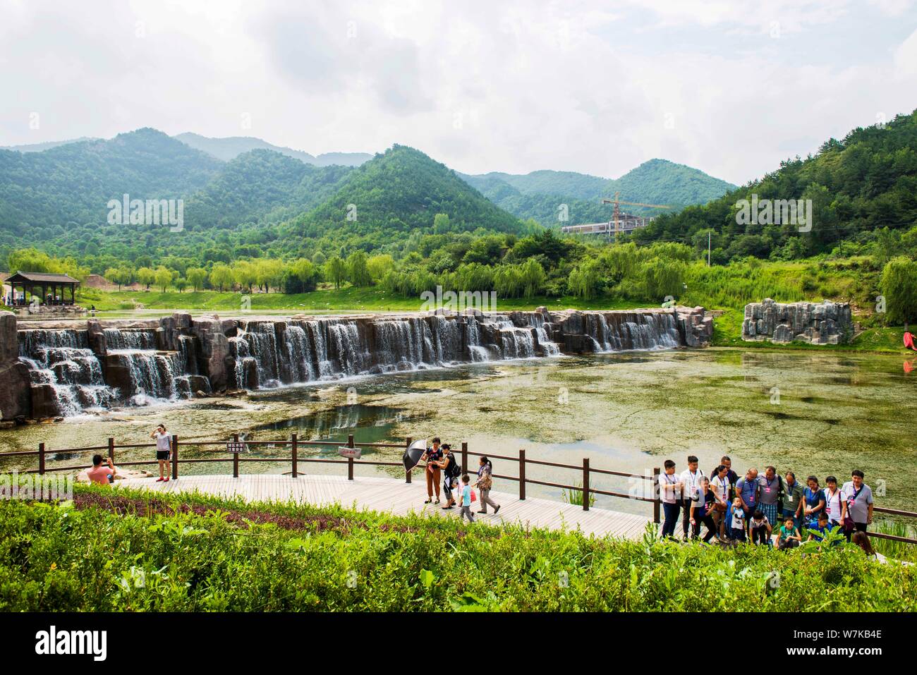 --FILE--Tourist visit the Longquan National Forest Park in Jinzhong city, north China's Shanxi province, 13 August 2017. Stock Photo