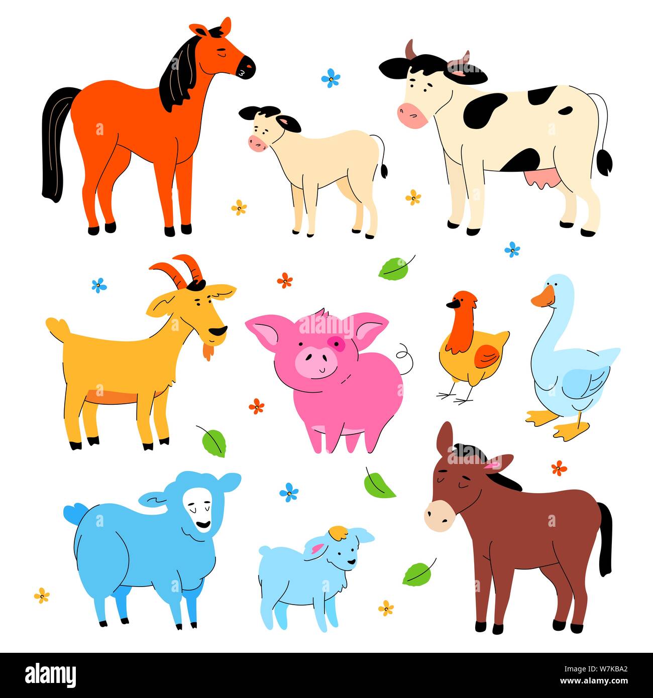 Cute farm animals - modern flat design style set of characters Stock Vector  Image & Art - Alamy
