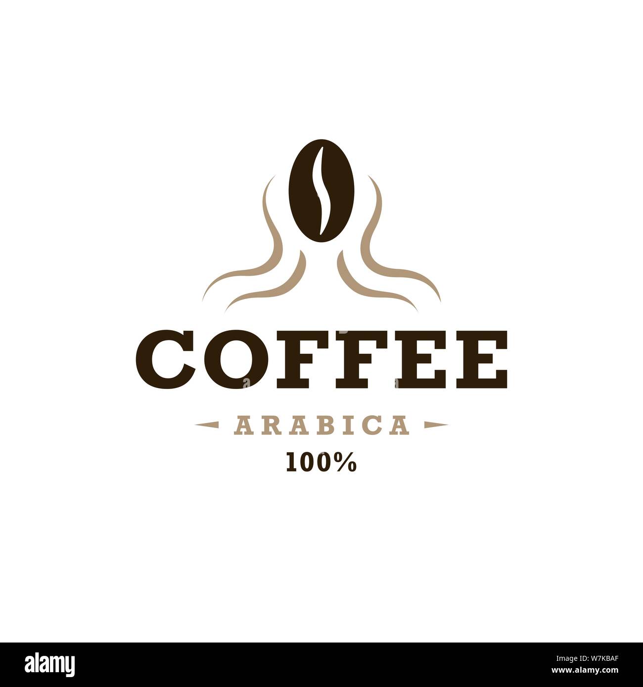 Coffee logo, vintage design concept. Coffee bean in head silhouette