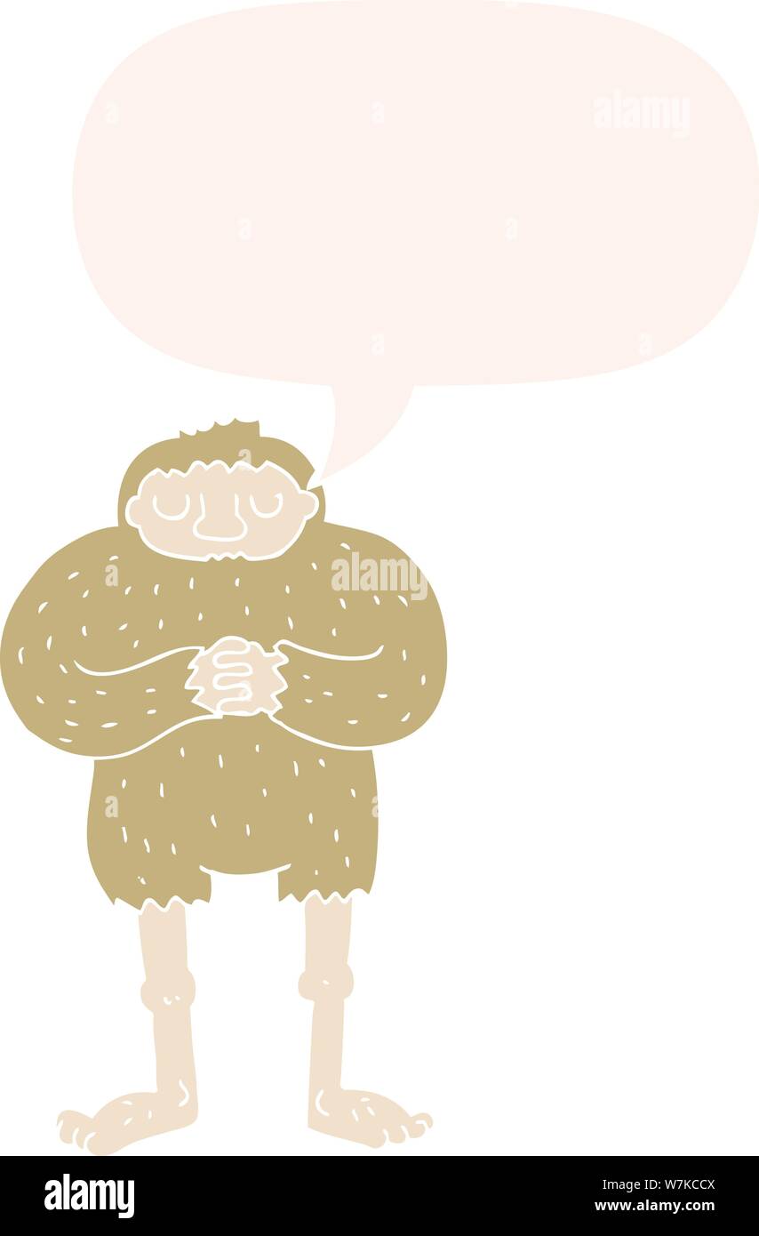 cartoon bigfoot with speech bubble in retro style Stock Vector
